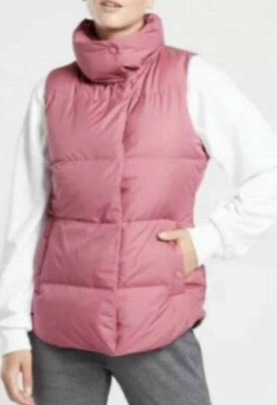 Athleta Downtown Vest Insulated 550 High Funnel Neck Eros Pink Size Medium